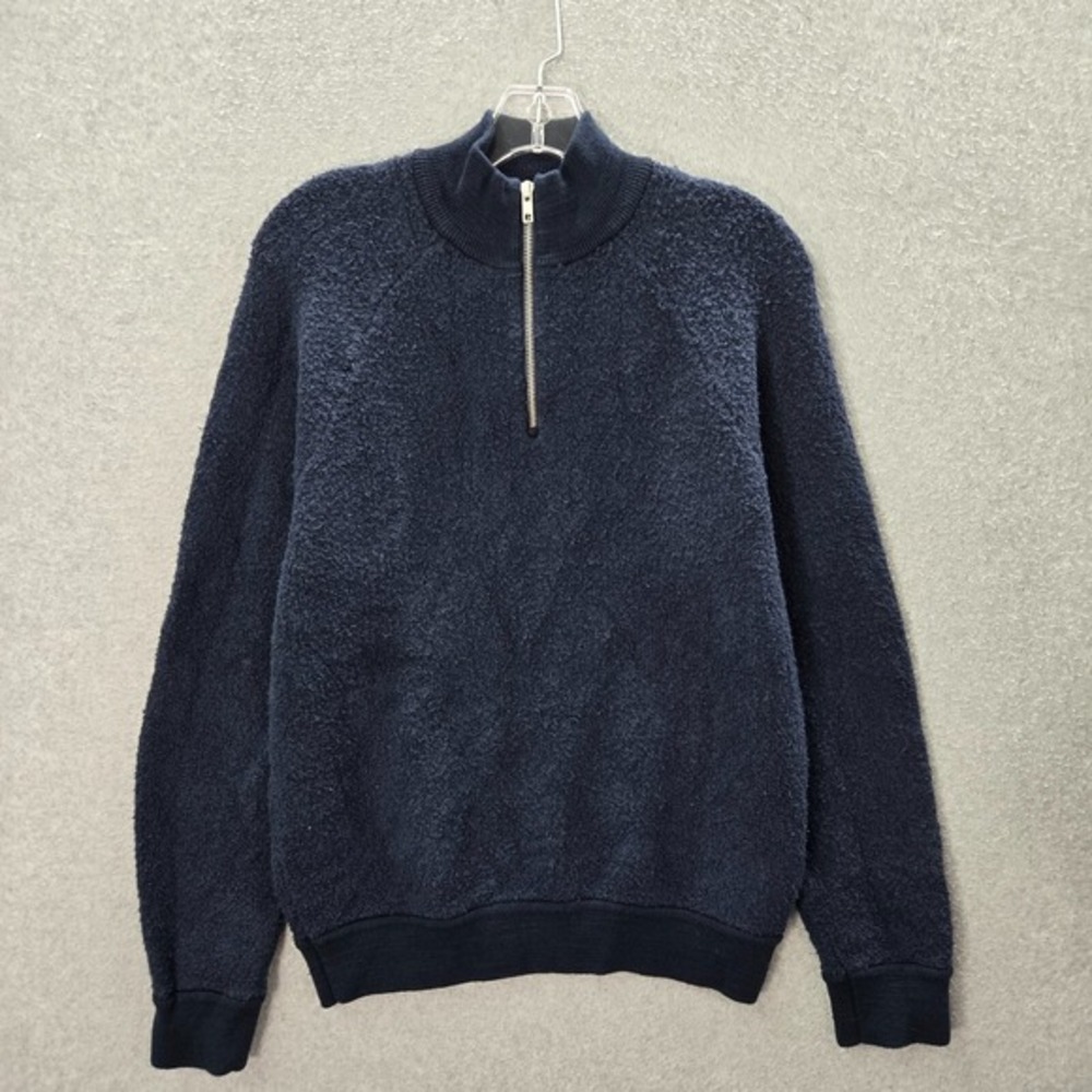 Abercrombie Fitch Men Sweatshirt Medium Blue Knit 1/4 Zip Mock Neck